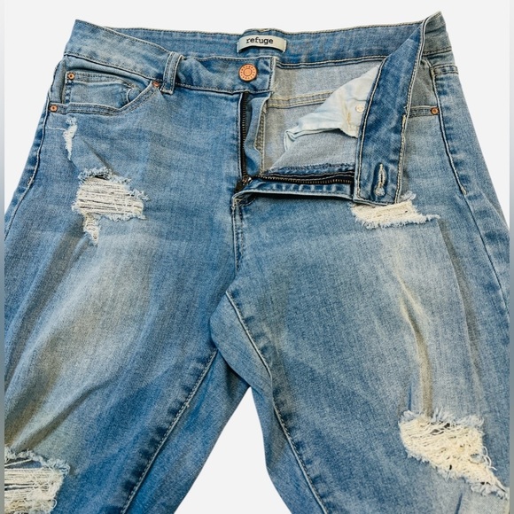 Refuge Distressed Skinny Jeans, Women’s, Light Wash Blue, Size 10 - Picture 6 of 9